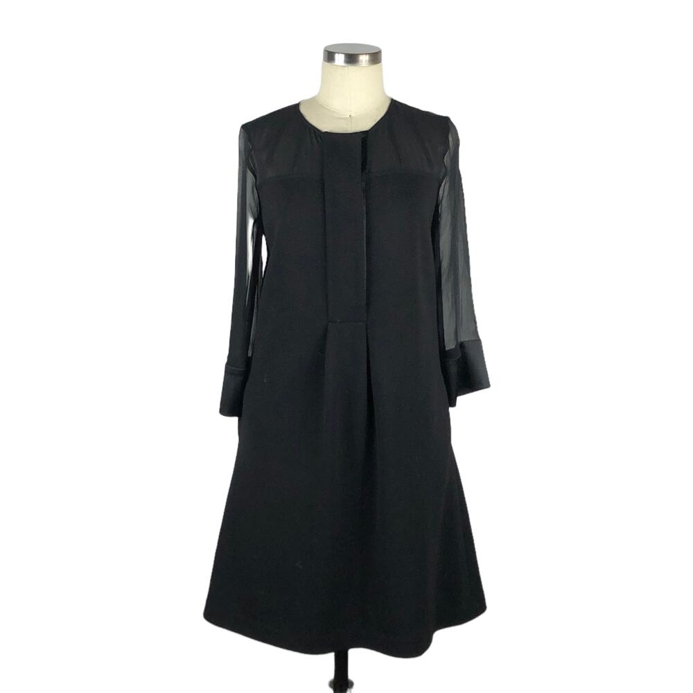 DIANE VON FURSTENBERG DVF Black Wool Blend Abaje Midi Dress Size 6 LBD Classic